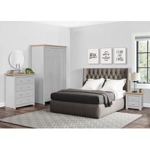 Wooden 4 Piece Furniture Set Wardrobe Chest of Drawers Bedsides Highgate - Grey by Birlea