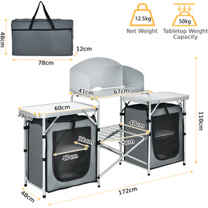 Folding Camping Table - Grey by Costway