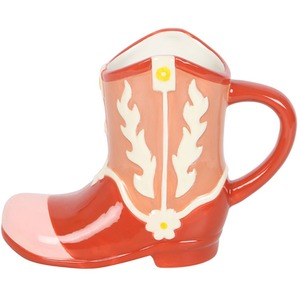 Pink Cowboy Boot Shaped Novelty Mug - Multicolour by Kingsbury Gifts