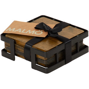 Set of 4 Malmo Wood Coasters - Brown