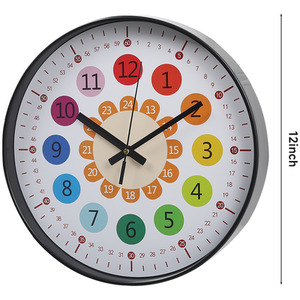 Kids Learning Silent Time Teaching Wall Clock - Colourful by Livingandhome