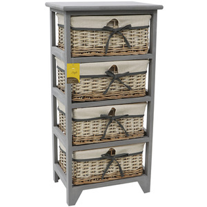 JVL Sherborne 4 Drawer Willow Storage Unit - GREY by JVL