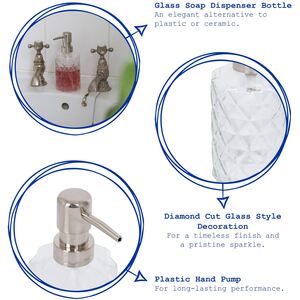 Prism Glass Soap Dispensers - 330ml - Pack of 3 - Clear by Harbour Housewares