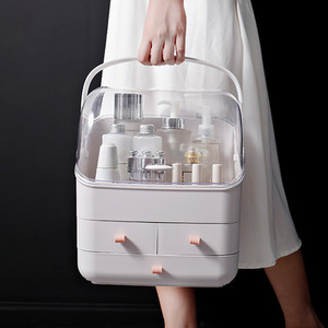 Multifunctional Makeup Organiser Box with Lid - White by Livingandhome