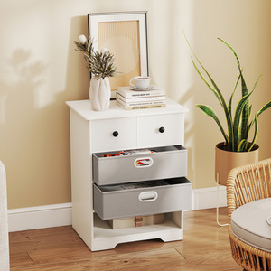 4-Drawer Dresser Modern Chest Storage Organizer - White by Costway
