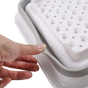 Collapsible Dish Drainer with Drainer Board Foldable Drying Rack Set for Kitchen - Grey by Livingandhome