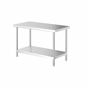 2 Layer Stainless Steel Work Bench Table - Silver / 120cm by Livingandhome