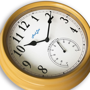 Pololio Wall Clock with Thermometer - Mustard Yellow by Audlee