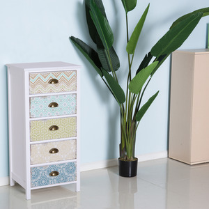 HOMCOM Chest of 5 Drawers Bedside Cabinet - White, Multi colour by HOMCOM