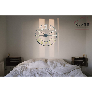 Silent Open Face Large Wall Clock - Black & Gold - Black And Gold by Klass Home Collection