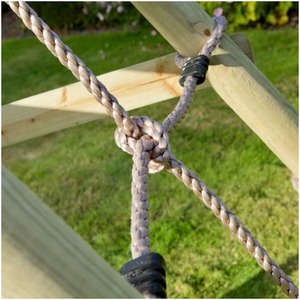 Wooden Double Swing Set with Trapeze Bar and Climbing Wall - Savannah by Rebo