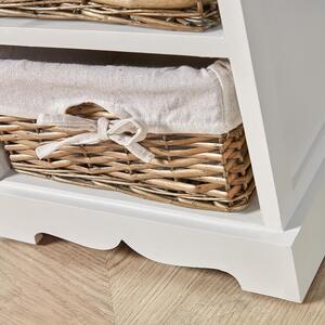 Home Source Lichfield 3 Willow Basket Drawer Chest Storage Unit - White by Home Source