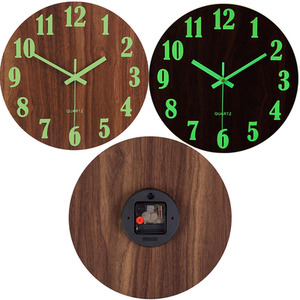 Wooden Luminous Quartz Non-Ticking Clock - Brown by Livingandhome