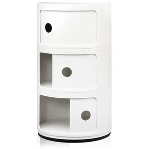 HomeScape Storage Unit Cylindrical Multi-Tiered Plastic Drawer - 3-Tier White / 48cm by Kindred Trading LTD