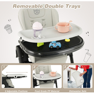 4-in-1 Baby High Chair Foldable Feeding Chair - Grey by Costway