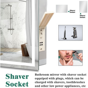 Bathroom LED Mirror with Socket Bluetooth Speaker by AicaBathroom