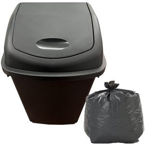 50L Black General Waste Home Kitchen Plastic Bin With Lid - Black by STORM TRADING GROUP