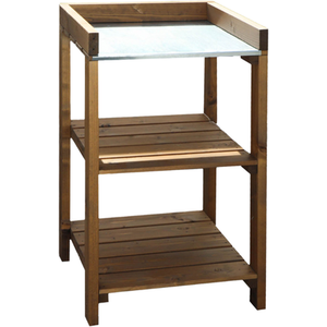 Outdoor Wooden Kitchen Side Table Shelves Pressure Treated - Brown by Waltons