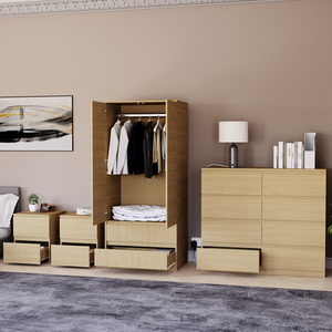 Denver Bedroom Set (2 Drawer Bedside(x2), 8 Drawer Chest, 2 Door Wardrobe) by Vida Designs