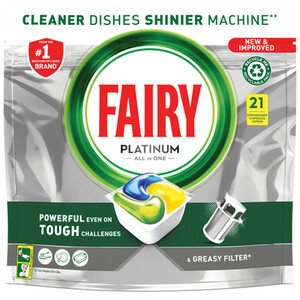 Fairy Platinum All-in-One Dishwasher Tablets - 21 by Fairy