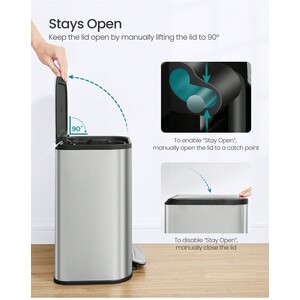 SONGMICS 20L Soft-Close Pedal Kitchen Bin - Silver by SONGMICS