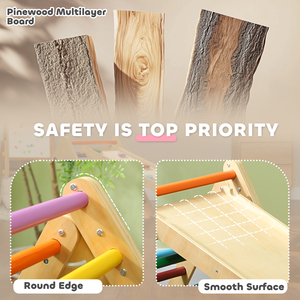 AIYAPLAY Toddler Climbing Frame, Wooden Indoor Pikler Triangle Set - Brown by AIYAPLAY