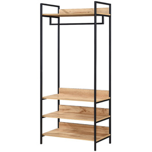 Alva Pair of Double Open Wardrobes with 2 Drawers and 4 Shelves - Oak by Swish Furniture