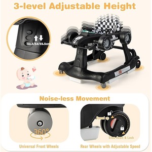 4-in-1 Foldable Activity Walker - Black by Costway