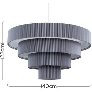 Modern 4 Tier Dark Grey Fabric Ceiling Pendant Light Shade - Grey by ValueLights