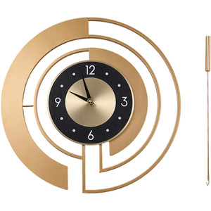 18 Inch Modern Decorative Non-Ticking Wall Clock with Pendulum - Gold + Black by Livingandhome