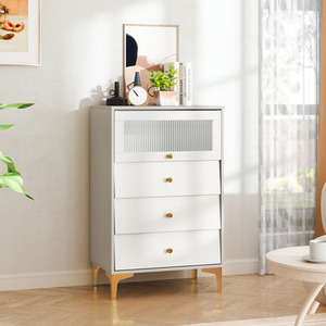 4-Drawer Dresser Storage Cabinet - Grey by Costway