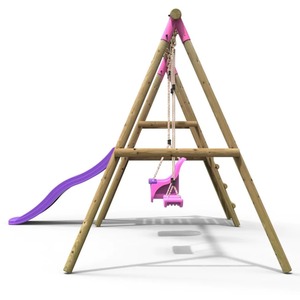 Wooden Swing Set with Slide by Rebo