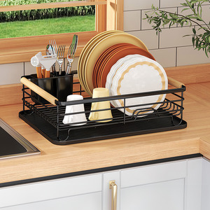 Iron Dish Drainer Drip Tray - Black by Livingandhome