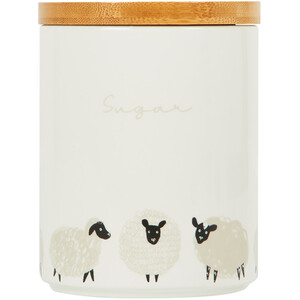 Highland Flock Canister with Bamboo Lid - White / Sugar