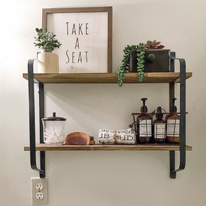 2-Tier Floating Wall Shelves - Brown by Livingandhome