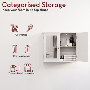 Priano 2 Door Mirrored Wall Cabinet - White by Vida Designs