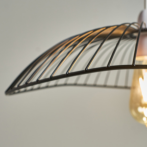 Wavy Umbrella Design Black Wire Ceiling Pendant Light Shade - Black by ValueLights