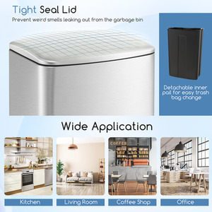 50L Kitchen Bin Soft Closure Recycling Pedal Bin - Silver by Costway