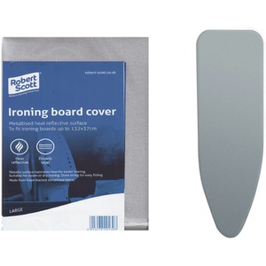 Large Metallic Ironing Board Cover Heat Reflective 132 cm x 37 cm - Silver by Robert Scott