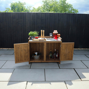 Outdoor Wooden Kitchen Double Cabinet Pressure Treated - Brown by Waltons