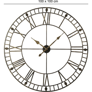 Skeleton Large Wall Clock - Black & Gold by Home Garden Direct