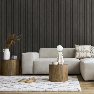Holden Wooden Charcoal Slat Panelling 3D Wood Panel Wallpaper - Charcoal by Holden