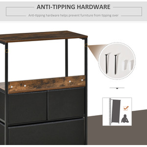 HOMCOM 3 Drawer Storage Chest Unit Home with Shelves Home Living Room Bedroom - Black by HOMCOM