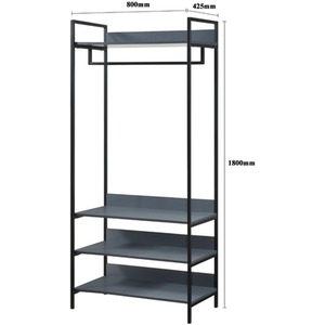 Alva Open Wardrobe 3 Piece Bedroom Set - Dark Grey by Swish Furniture