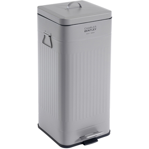 30L Steel Square Retro Bin - Light Grey / Matt by Charles Bentley