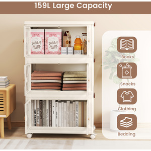 159L Storage Bins with Lid - White by Costway