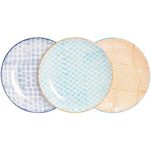 Hand-Printed Dinner Plates - 25.5cm - 3 Colours - Pack of 6 - Multi by Nicola Spring