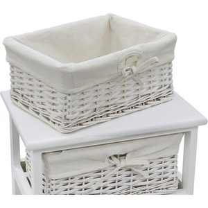 JVL Wimborne 3 Drawer Willow Storage Unit - White by JVL