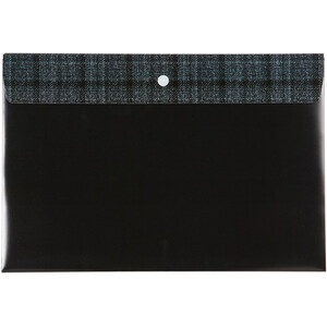 Grey Tartan Envelope Folder A4 - Black