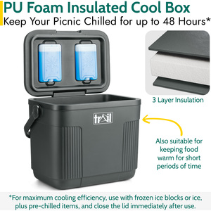 22L Cool Box with Ice Freezer Blocks - Grey by Trail